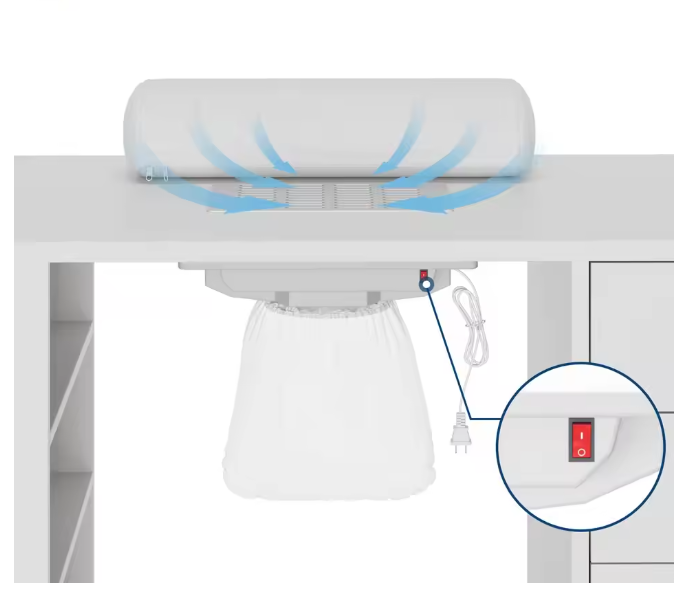 42.5" Electric Manicure Table With Dust Collector, Storage Cabinet, Drawers & Shelves, Nail Salon Workstation & Vanity Desk